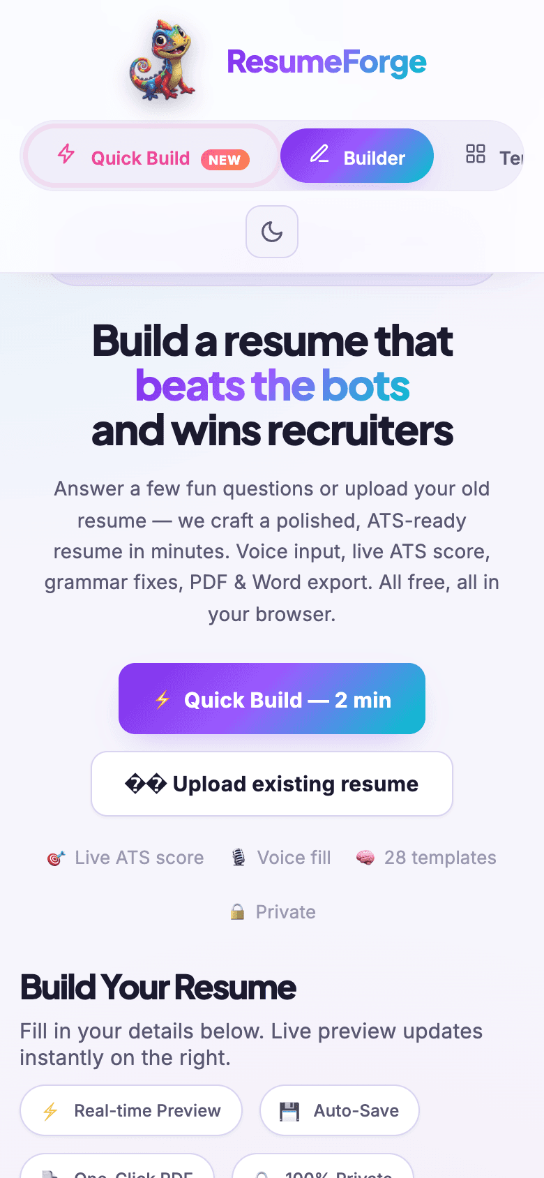 ResumeForge on a phone
